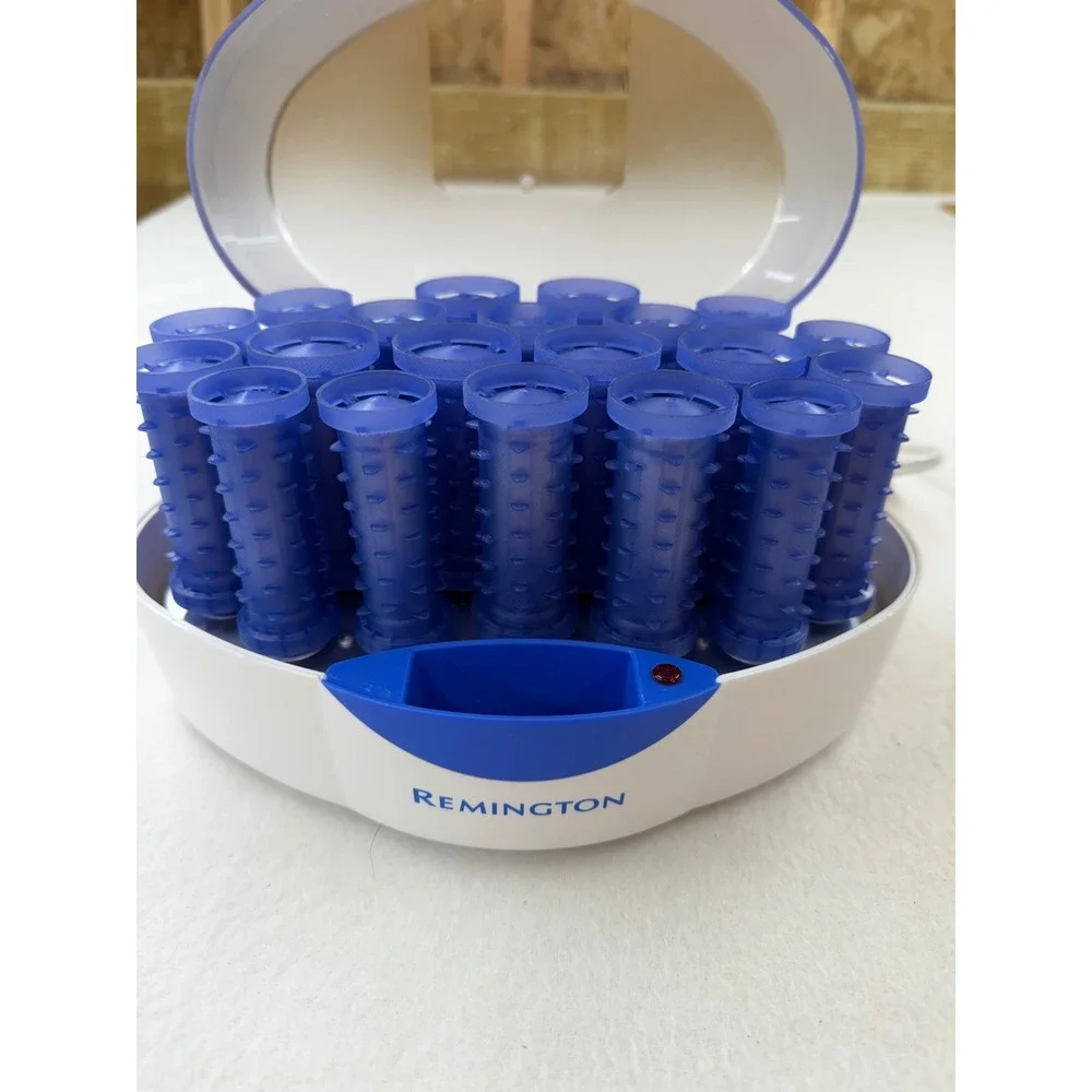 Remington H-1080I Ionic Hair Setter 20 Velvet Rollers Blue White Hot Roller Set